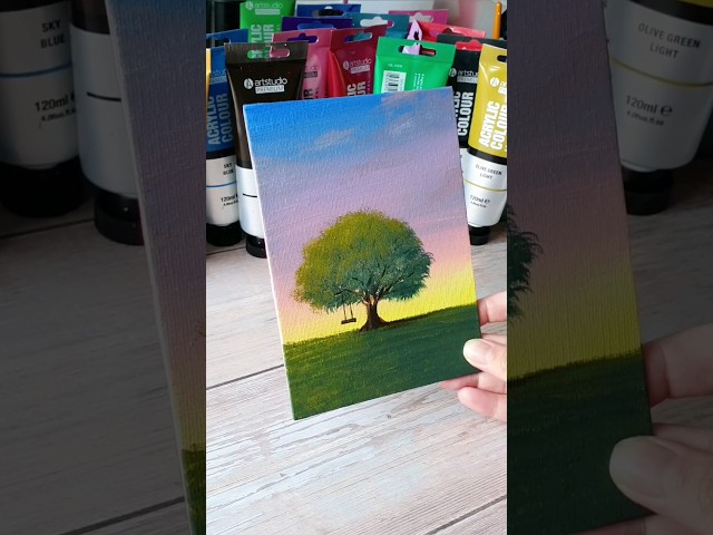 easy way to paint a tree / easy acrylic painting ideas for beginners ✨️