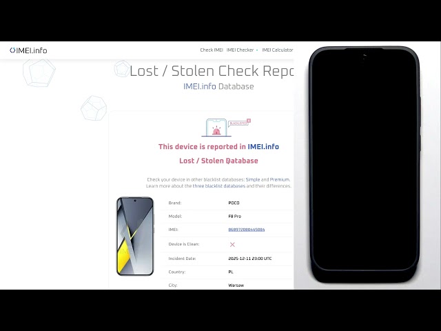 POCO F8 Pro – How to Check Lost/Stolen Status on IMEI.info