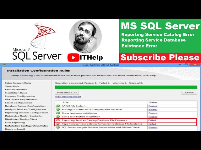 Reporting Service Catalog Database File Existence Error II SQL Server Setup Error II SQL Setup Error