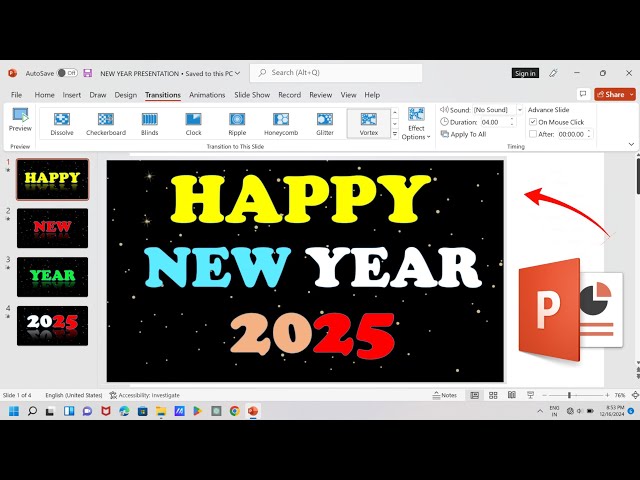 Happy New Year 2026 Presentation in MS Powerpoint | How To Make Happy New Year Powerpoint Animation