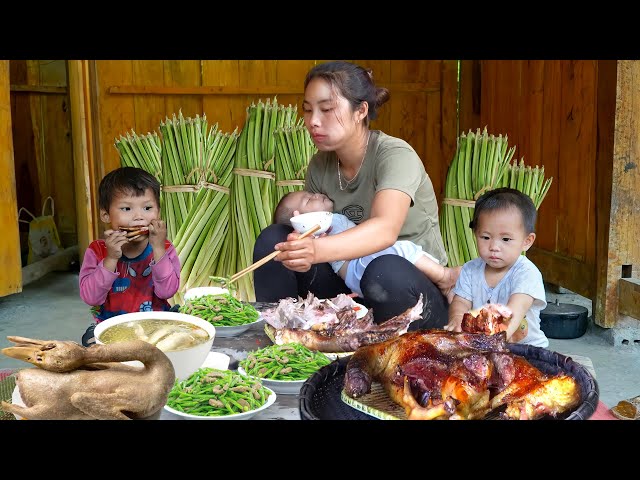 How to Make Roast Duck from Harvesting Lemongrass plants & Cook Food with single mom