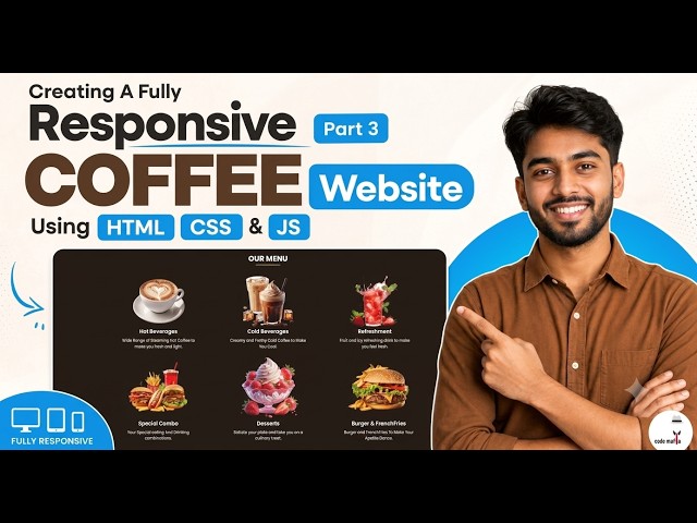 Build This Responsive COFFEE Website - Menu Section | HTML, CSS & JS (Part 3) ☕🔥