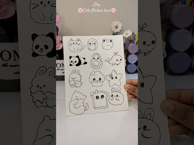 🐼ഇവരെയൊക്കെ അറിയോ?#diy#sticker#cute#art#craft#artandcraft#handmade#easy#cuddle#cloud#ninu#bts#school