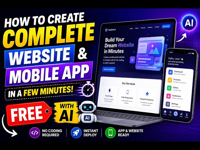 Create a Complete Website & Mobile App in Minutes with FREE AI | No Coding