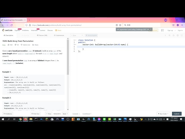 [LeetCode]1920. Build Array from Permutation(C++)