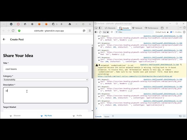 SideHustle Full Stack App Demo