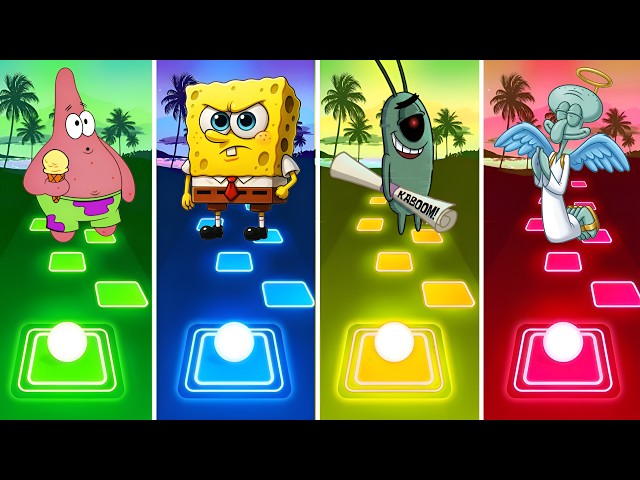 Tiles Hop Epic Battle | Patrick Star VS Spongebob VS Plankton EXE VS Squidward