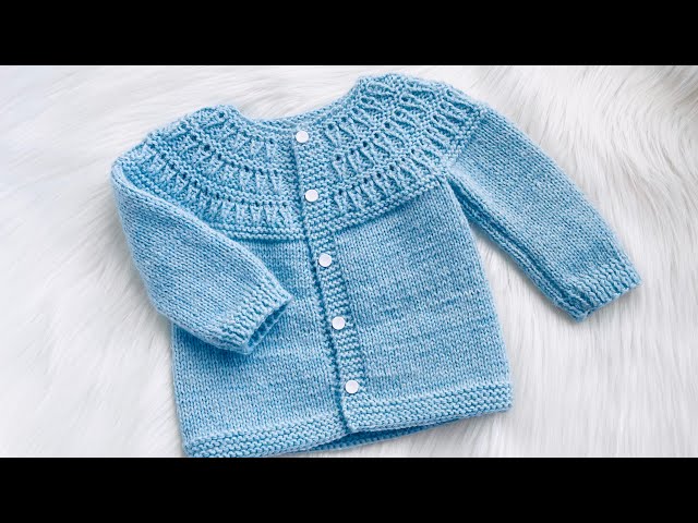 Super Easy Knit Baby Sweater -The Samuel Cardigan pattern with straight needles | Beginner Friendly