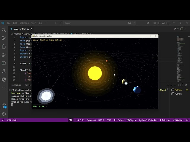 3D Solar System Simulation | Computer Graphics Project | Python & OpenGL #viral 