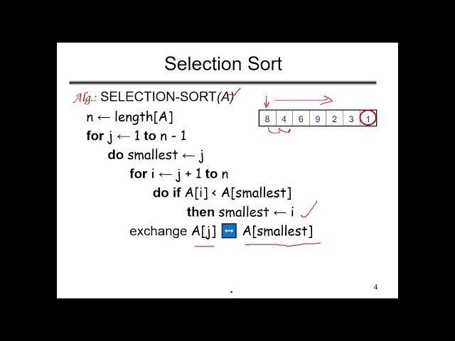Description and analysis of Selection sort algorithm