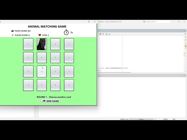 Matching game - Java swing