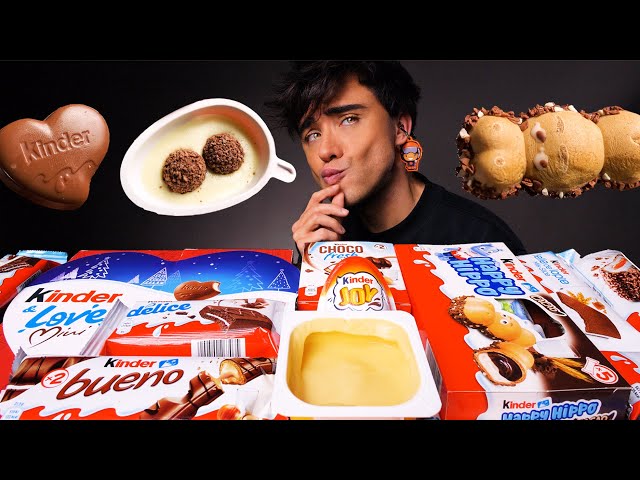 ASMR KINDER CHOCOLATE PARTY Happy Hippo, Kinder Joy, Sponge Cake, Maxi King, Bueno 먹방 Eating Sounds