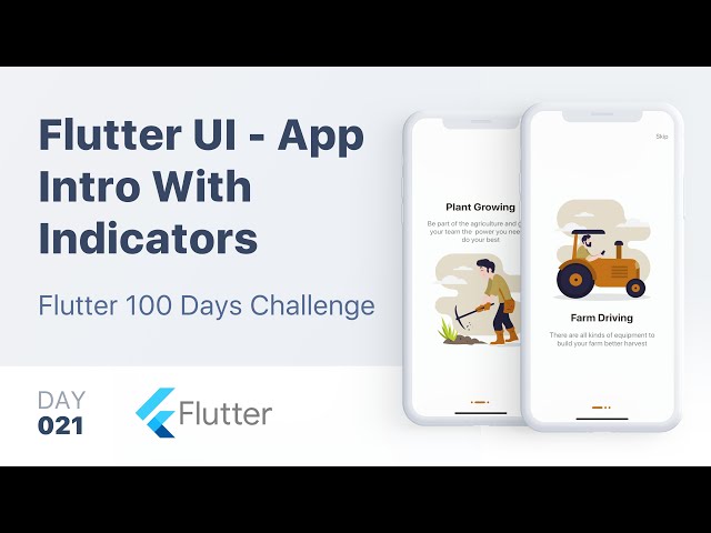 Flutter UI Tutorial | App Intro With Indicators Application UI/UX Design (day 21)