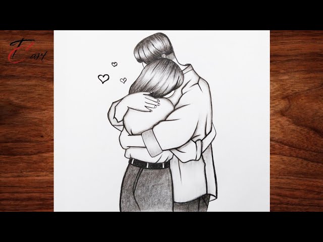 How to Draw a Cute Couple Hugging ❤️ | Easy Pencil Sketch Tutorial