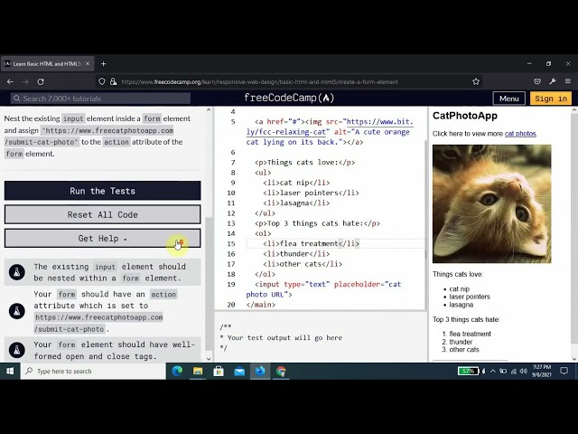 Basic HTML and HTML5 | Answer keys for all lessons | freeCodeCamp | 1 to 28