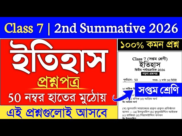 Class 7 | class 7 history 2nd unit test 2026 | class 7 2nd summative history question paper 2026