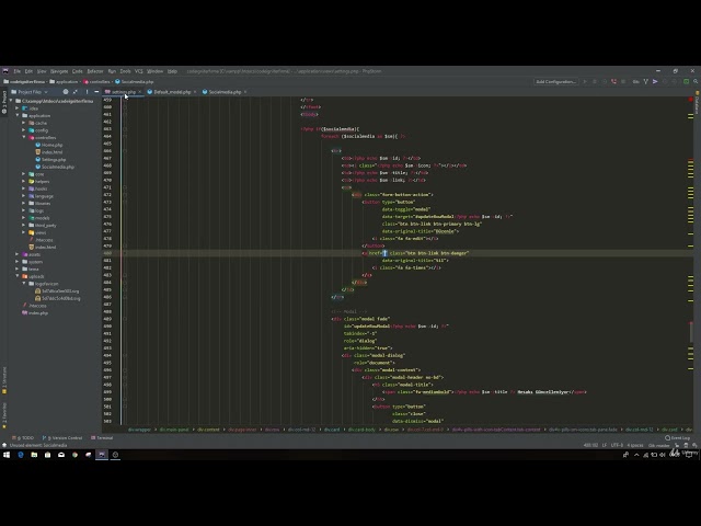 15 - Empresa corporativa de Codeigniter - Proceso de eliminación de cuentas de redes sociales