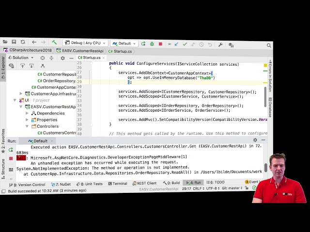 C# Clean Arch Entity Framework Core 2018 | S4P11 | Finding and Fixing Errors by looking in the Conso