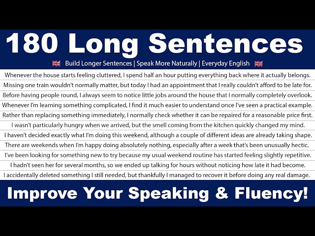 180 Long English Sentences to Improve Your Speaking & Fluency! (Daily Life & Routines)