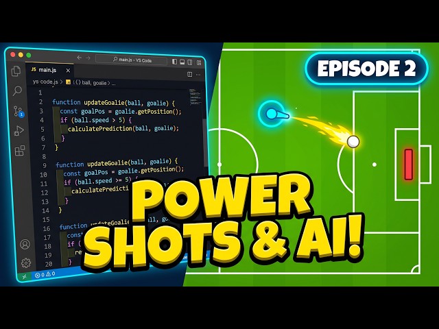 I Coded a 2D Football Game in Pure JavaScript From Scratch (Episode 2)//Making it ACTUALLY Hard!