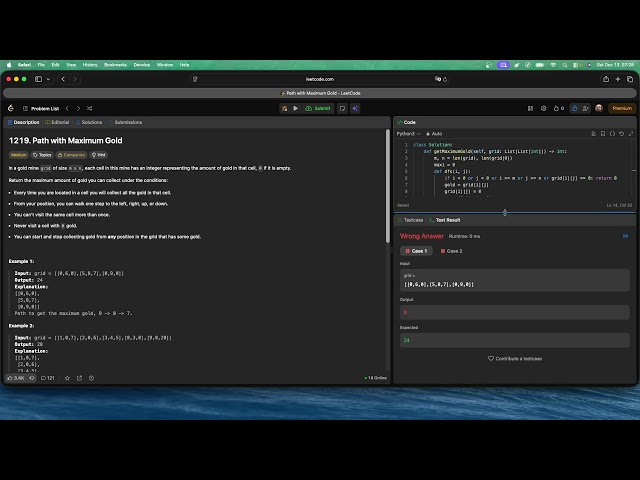 No Sound Leetcode 1219: Path with Maximum Gold