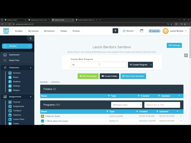 Use the Sandbox in CodeHS to make your own programs