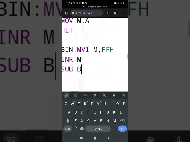 8085 ALP Binary to BCD conversion simulation using sim8085 in Android phone