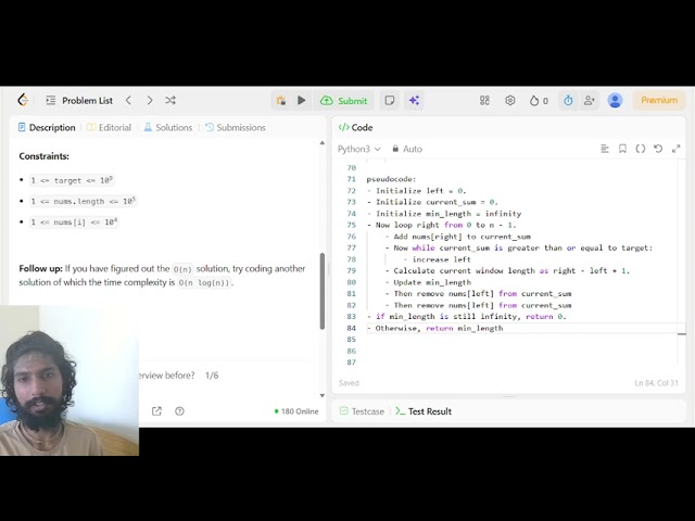 LeetCode 209 Minimum Size Subarray Sum | Sliding Window Explained for Beginners