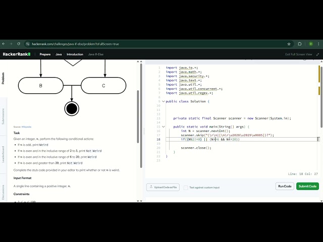 Hacker rank java if-else solution