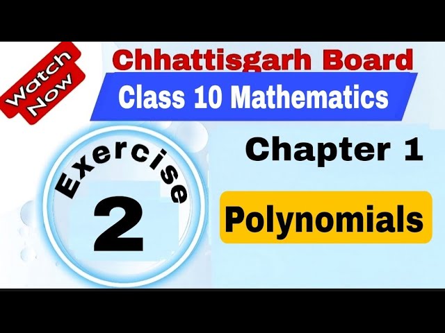 Chhattisgarh Board Class 10 Maths | Chapter 1 | Exercise 2 | Polynomials