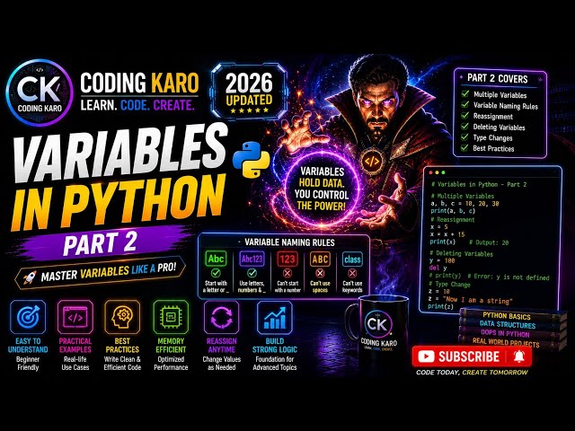 Variables in Python 2026 🚀 | Complete Guide for Beginners | Part 2 #CodingKaro