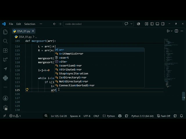 Merge sort using python