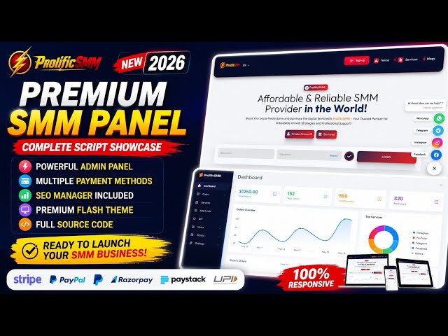 Advanced SMM Panel PHP Script Showcase 🚀 Premium Flash Theme & Powerful Admin Panel