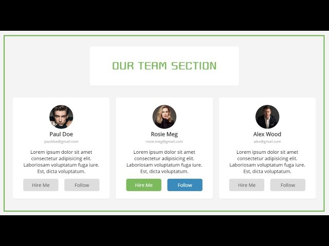 Responsive Our Team Section  | Free Download Html and css3