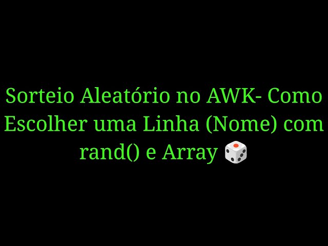 AWK | LESSON 12: FLASH DRAW! How to Choose 1 Random Name (Line) from 100 with the AWK Command!