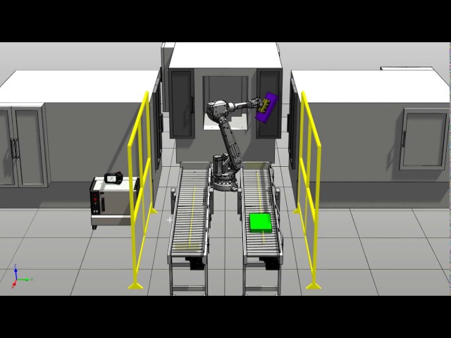 Robotstudio 6 - Robot + 3 CNC + 2 Conveyors Test