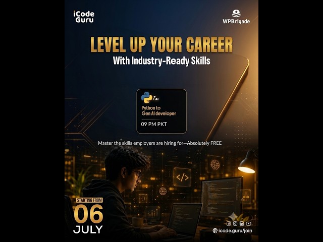 9 PM  |  Python to Gen AI Developer Bootcamp| Week 1 | Day 1 | 06 July