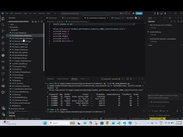 Complete Machine Learning Pipeline in Python | Student Data Classification Project | Pandas to Model