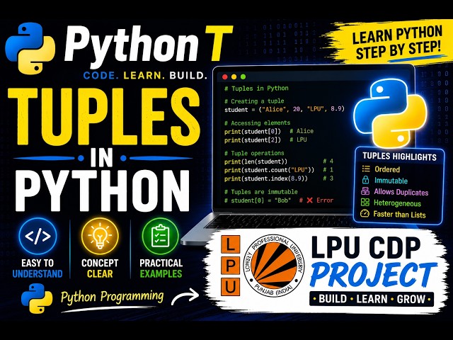 Python Class For Begineers | Lecture 9 | LPU CDP Project | Tuple
