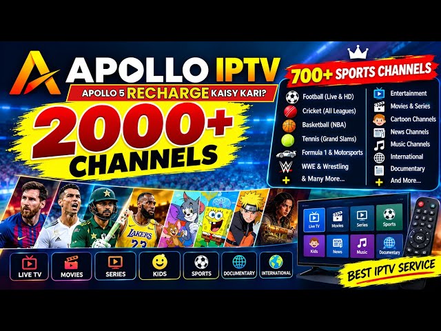 Apollo IPTV Recharge & Renew | 2000+ Channels | 700+ Sports Channels | Complete Receiver setup 