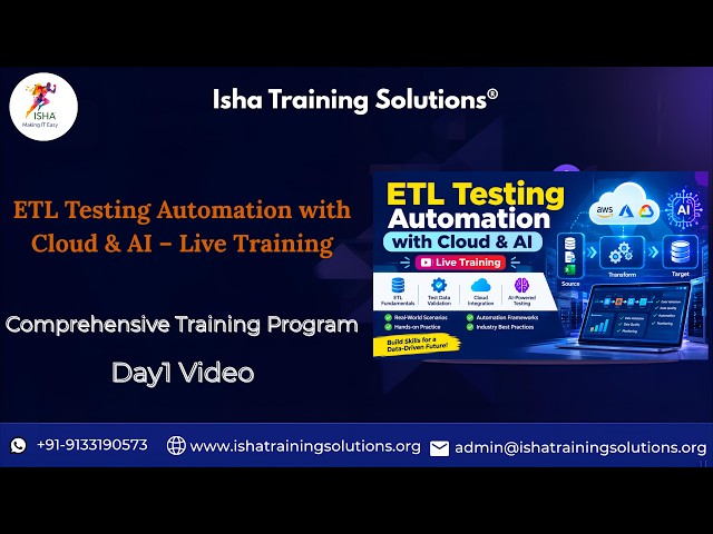 ETL Automation Testing Day1 Video 22nd September 2026 .Call/ WhatsApp on +91-9133190573 to Enroll