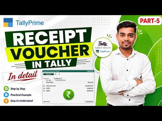 Part-5 Receipt Voucher in Tally Prime | Receipt Entry in Tally