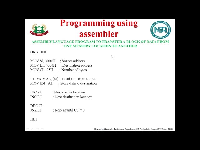 Subject: Microprocessor Programming : Unit No.4: Assembly Language Programming