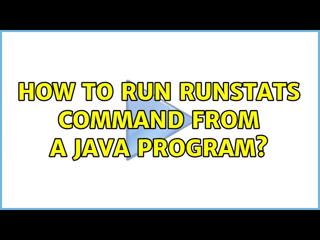 How to run runstats command from a java program? (3 Solutions!!)