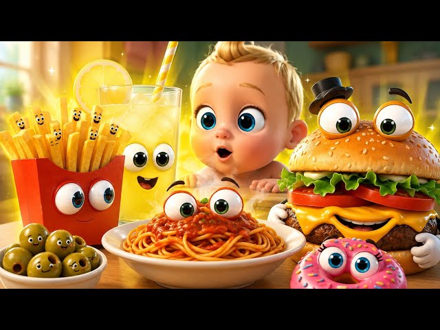 First Words for Babies: FOOD AND DRINKS ☺️Toddler Learning Video & Learn to Talk