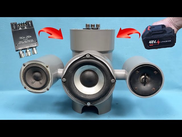 Building a 3-Way Bluetooth Speaker Using PVC Pipe and a Handheld Drill Battery! Model ZK-502MT