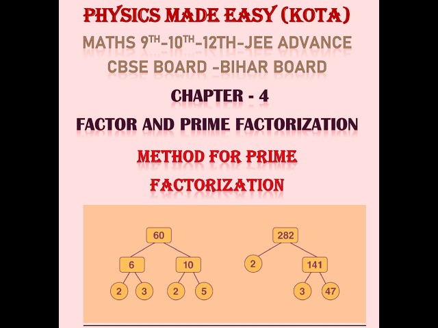 Factor and prime factorization; least common multiple and factors; prime factorization techniques;