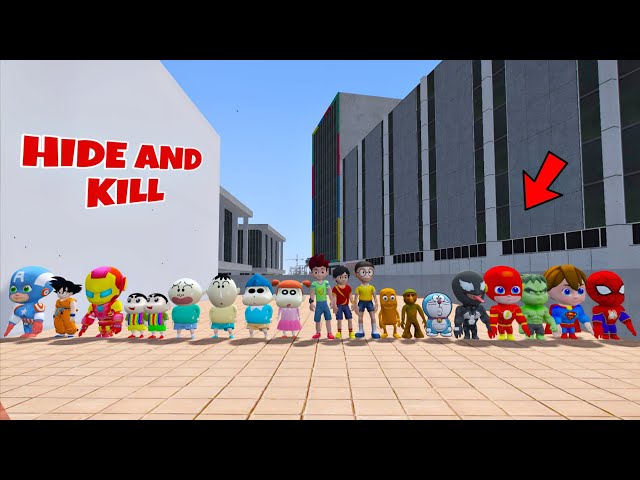 FRANKLIN PLAYING HIDE AND KILL WITH SHINCHAN'S FRIENDS AND AVENGERS KIDS IN GTA 5