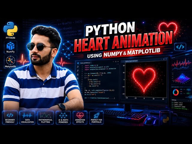 Build a Heart Beat Animation in Python ❤️ | NumPy & Matplotlib Portfolio Project | By Shahzaib Malik