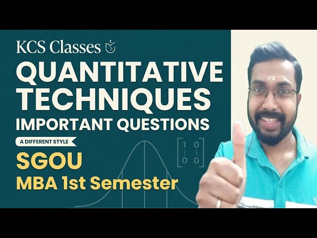 Quantitative Techniques 🔥 Important Questions 🔥 SGOU MBA 1st Semester 